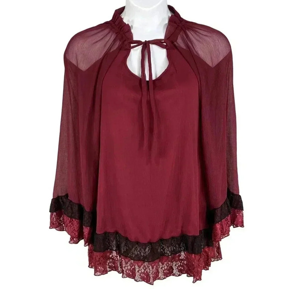 Rancho Estancia NWT Womens S Oversized Dress Sheer Lace Bell Sleeves Lined Boho - Picture 4 of 16